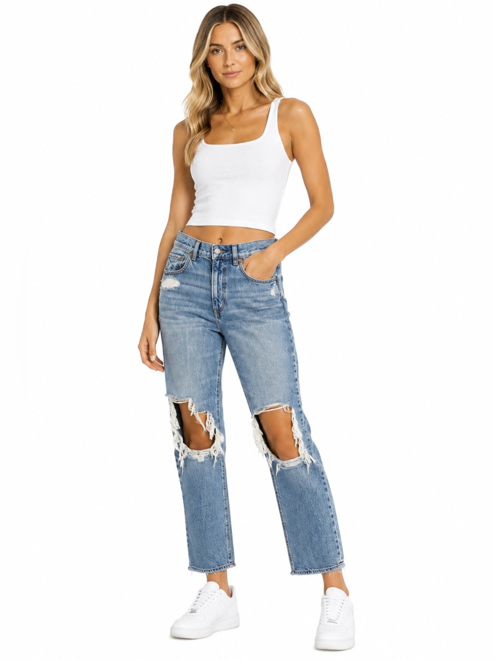 American Eagle Outfitters Size 8 Women's Distressed Blue Jeans Denim